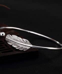 Bracelet plume en argent